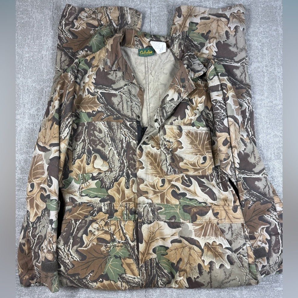 Vintage Cabelas Made in USA Camo Long Sleeve Hunting Coveralls Men Size Large